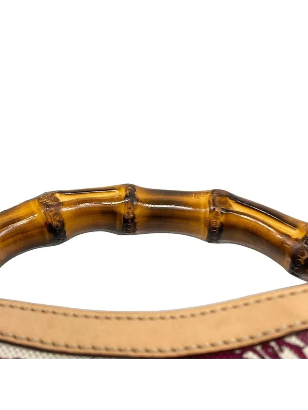 Gucci Handbag Flora Bamboo Bordeaux Ivory Beige Leather - Picture 9 of 15